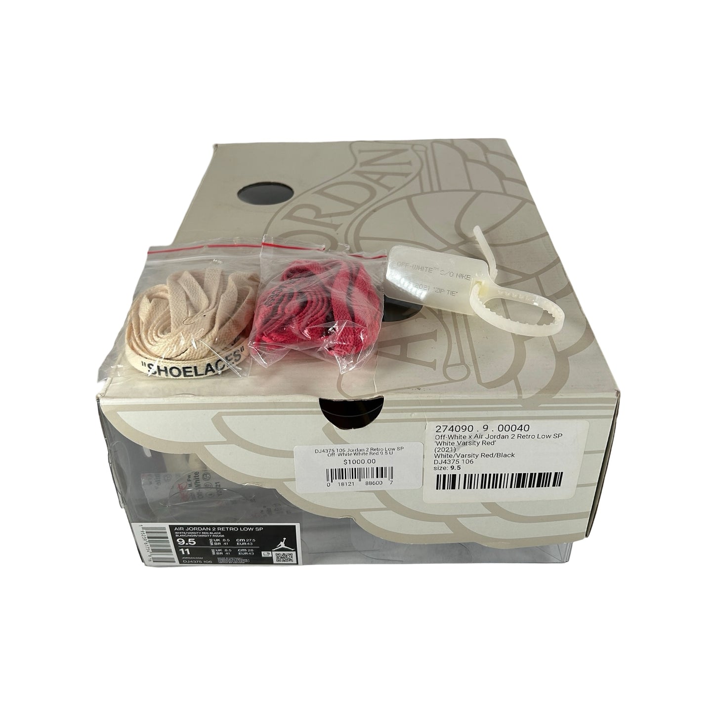 DJ4375 106 Jordan 2 Retro Low SP Off-White White Red [USED] - 9.5 M (Used)