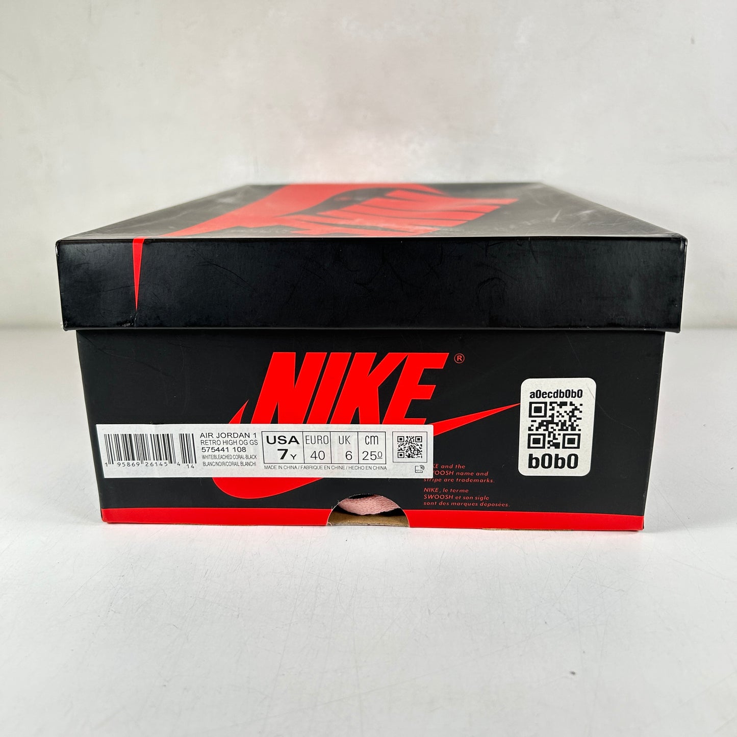 575441 108 Jordan 1 Retro High OG Bleached Coral (GS) [USED] - 7 Y (Used)