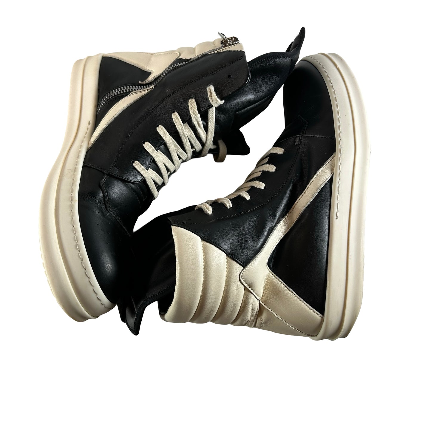 RU01B1894 LPO 9111 Rick Owens Geobasket High 'Black Milk' [USED] - 42 EU (Used)