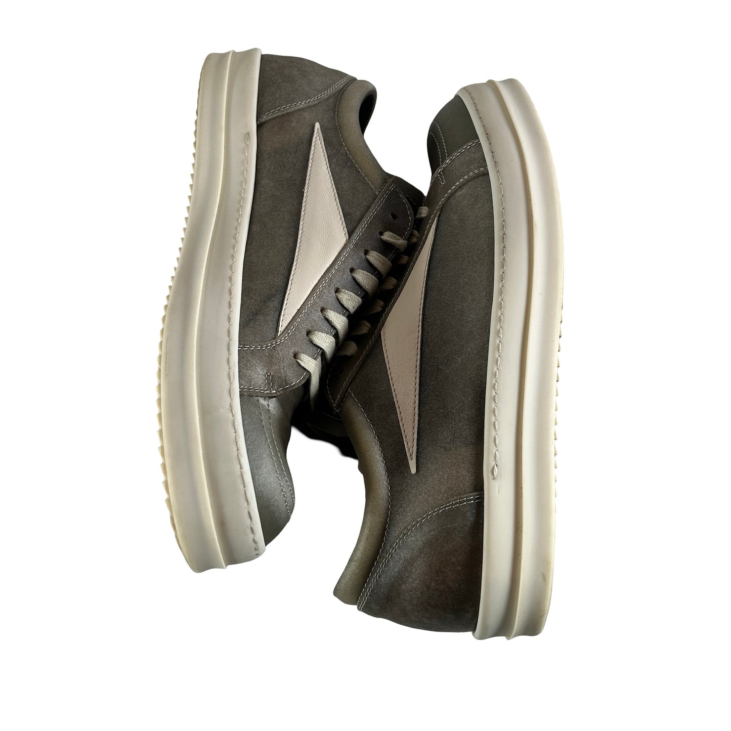 RR01E5897LCTLCO Rick Owens Vintage Sneaks Transparent Leather Dust Milk [USED] - 44 EU (Used)