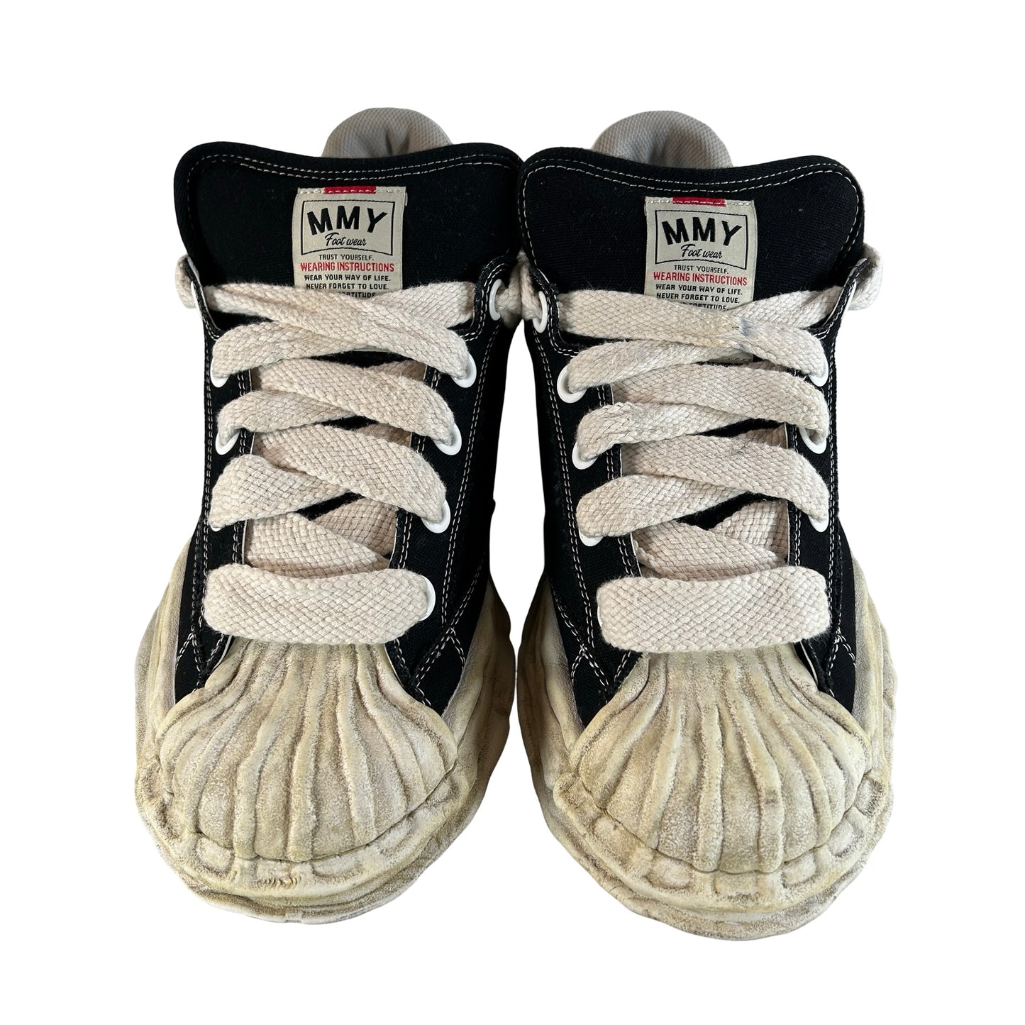 A13FW730 Maison Mihara Yasuhiro Blakey Puffer OG Sole Canvas Low Distressed Midsole Black White [USED] - EU 46 (Used)