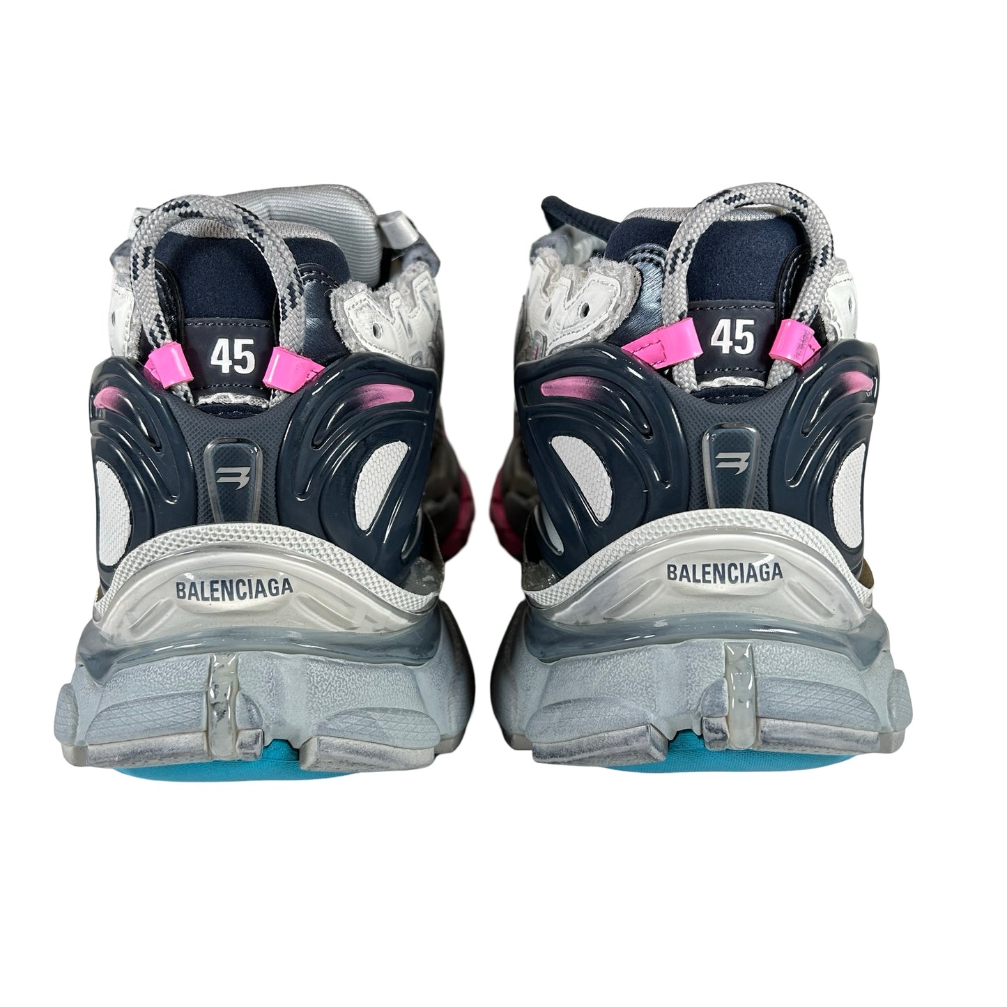 772774WRMU9154 Balenciaga Runner Eggshell Grey Pink Blue [USED] - 45 (Used)