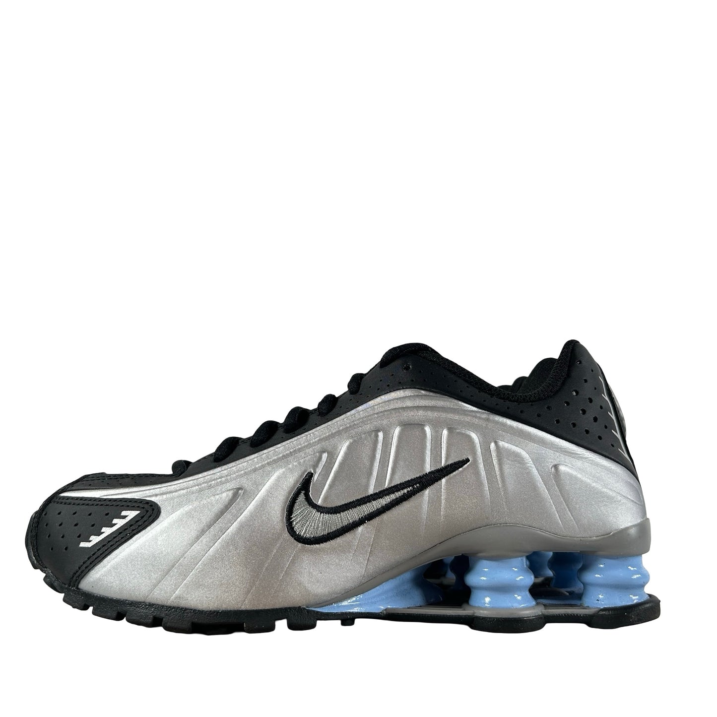 CW2626 004 Nike Shox R4 Metallic Silver Black Psychic Blue (GS) [USED] - 6 Y (Used)