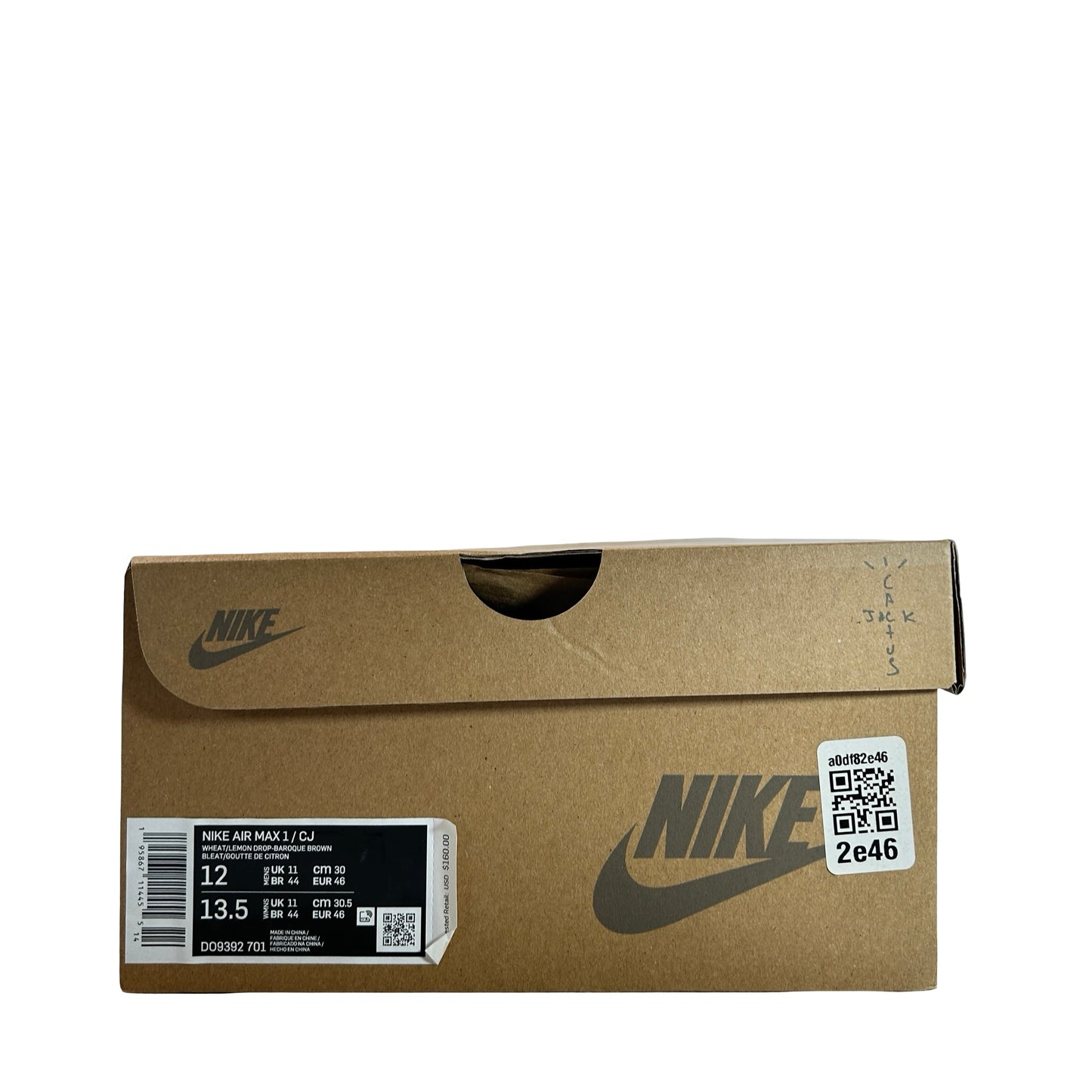 DO9392 701 Nike Air Max 1 Travis Scott Cactus Jack Wheat Lemon Drop [USED] - 12 M (Used)