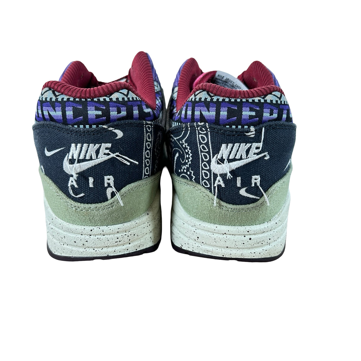 DN1803 300 Nike Air Max 1 Concepts Denim Olive Canvas [USED] - 9.5 M (Used4) (Special Box)