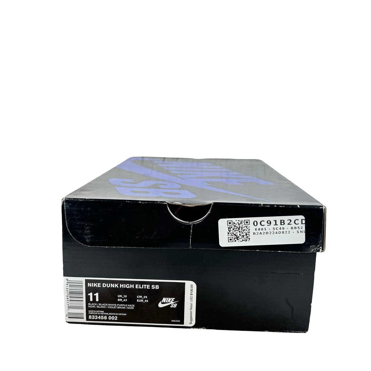 833456 002 Nike SB Dunk High Black Purple Box [USED] - 11 M (Used)