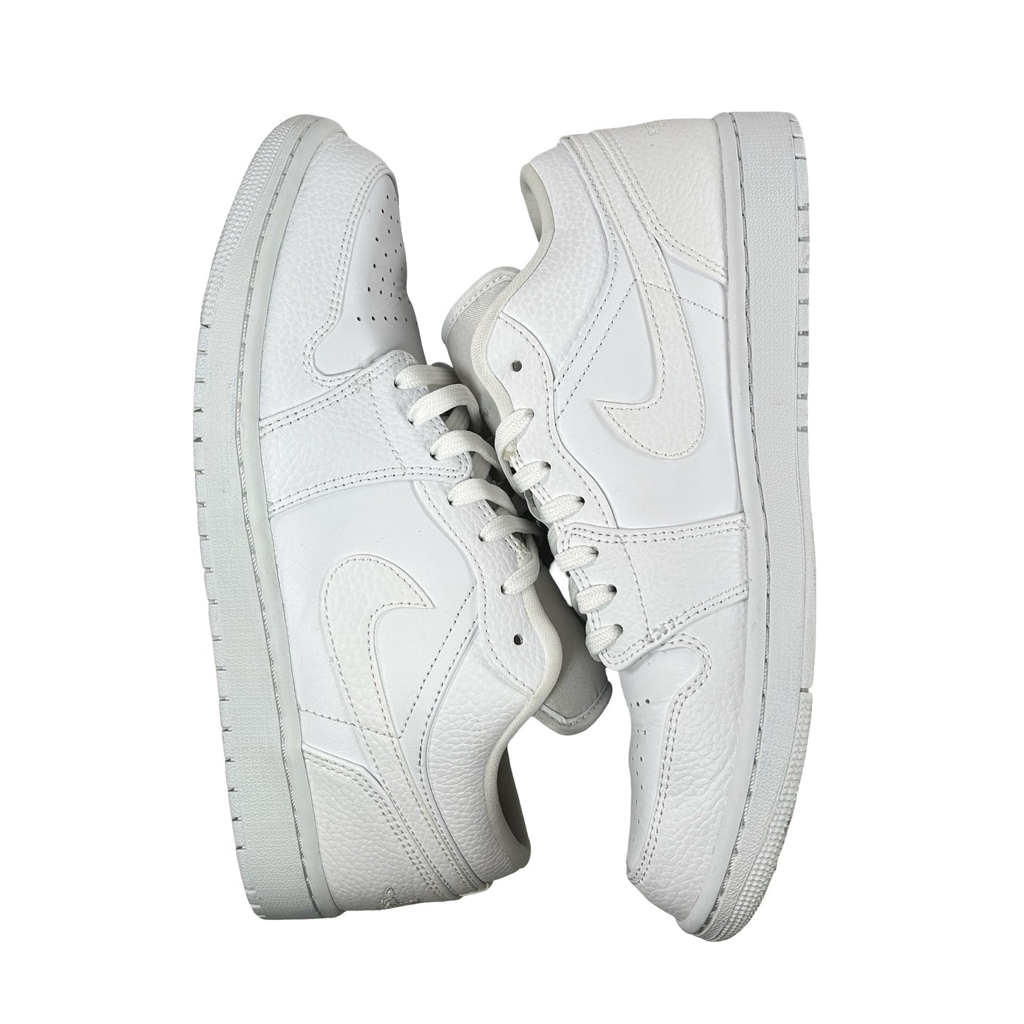 553558 130 Jordan 1 Low Triple White Tumbled Leather [USED] - 10 M (Used)