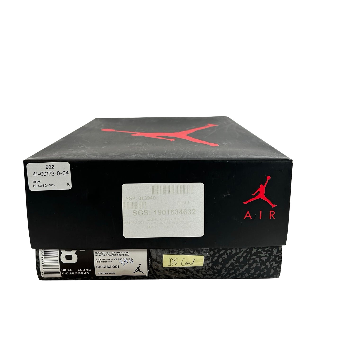 854262 001 Jordan 3 Black Cement 2018 [CONDITIONAL] - 8.5 M (Yellowing Heel Tab)