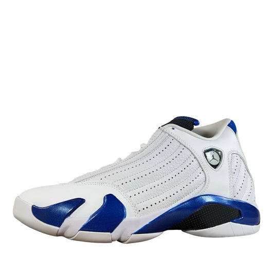 487471 104 Jordan 14 Retro White Hyper Royal - 9 M (Yellowing)