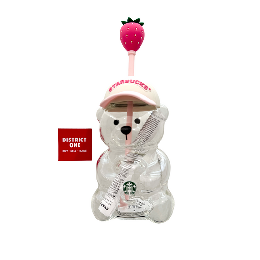 Starbucks Pink Bearista Glass Tumbler Cup