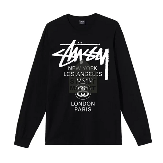 Stussy x Dover Street Market World Tour Long-Sleeve Tee 'Black' [USED] - XL (Used)