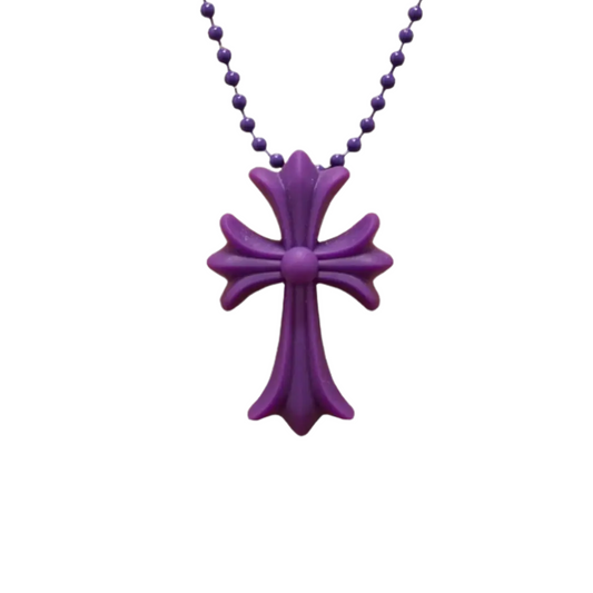 Chrome Hearts Purple Silicone Cross Necklace