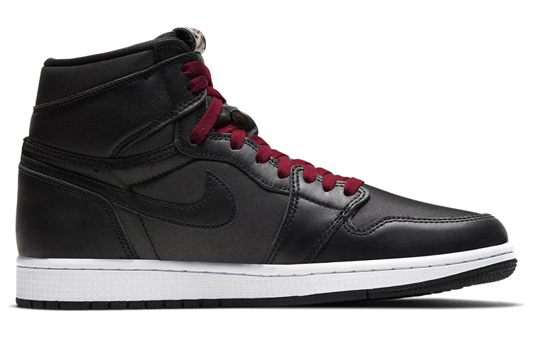 555088 060 Air Jordan 1 Retro High Black Satin Gym Red