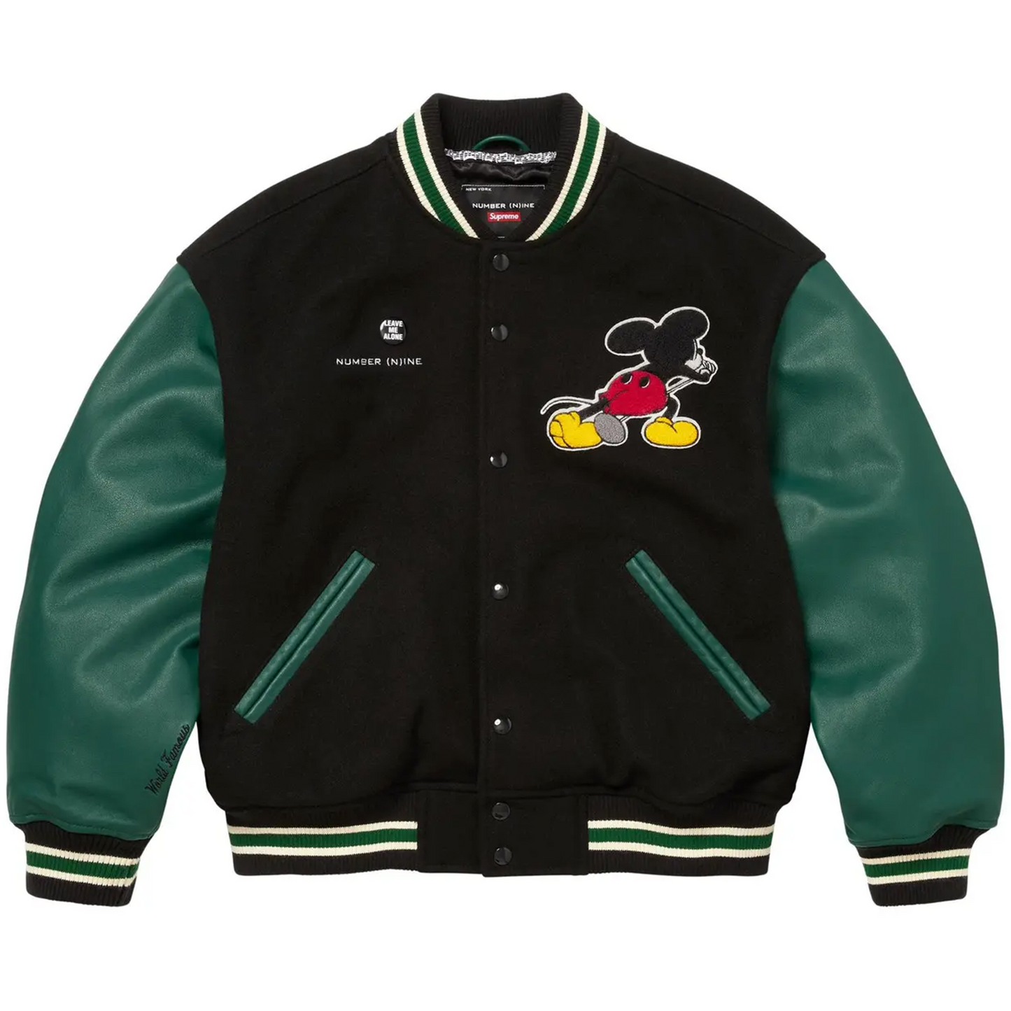 Supreme x Number (N)Ine x Mickey Mouse Varsity Jacket 'Black'