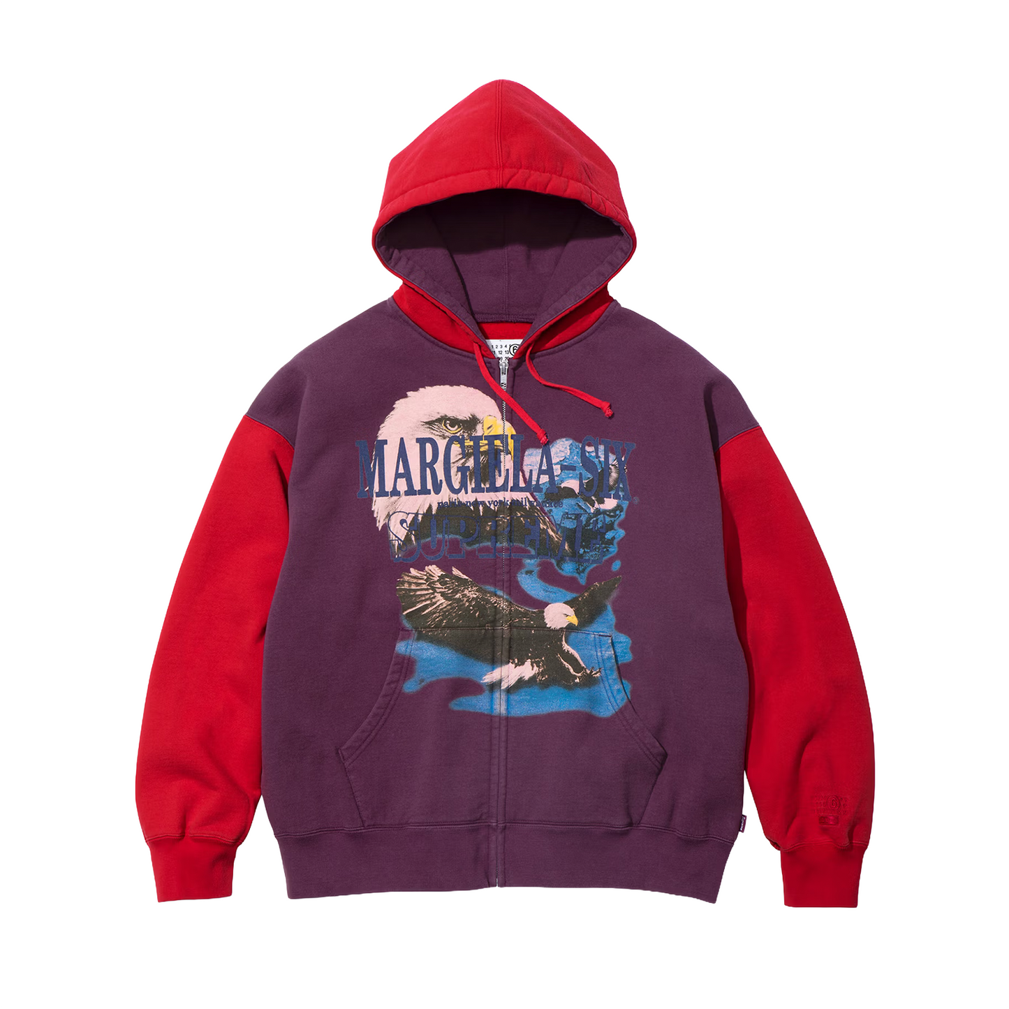 Supreme MM6 Maison Margiela Eagle Zip Up Hooded Sweatshirt Red