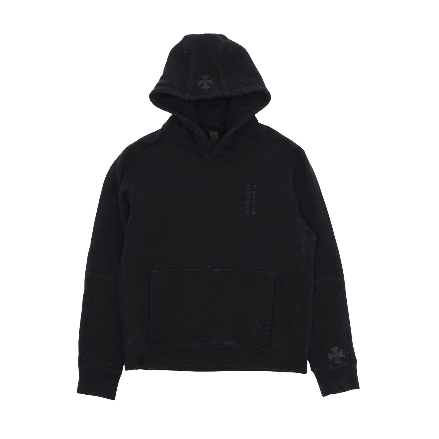 Chrome Hearts Vertical Logo Plus Cross Patch Hoodie Black