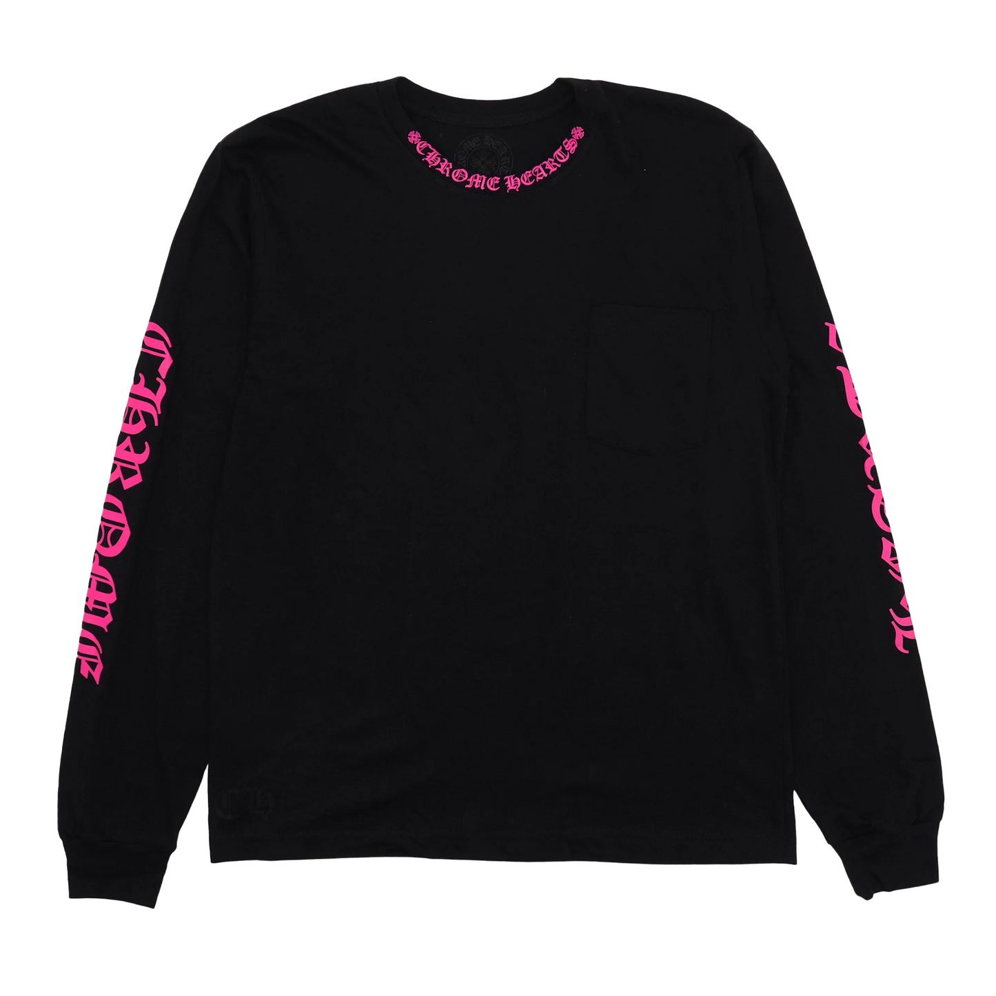 Chrome Hearts Neck Logo Long Sleeve Pocket T-Shirt Black Pink