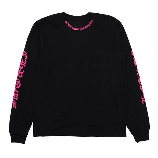 Chrome Hearts Neck Logo Long Sleeve Pocket T-Shirt Black Pink