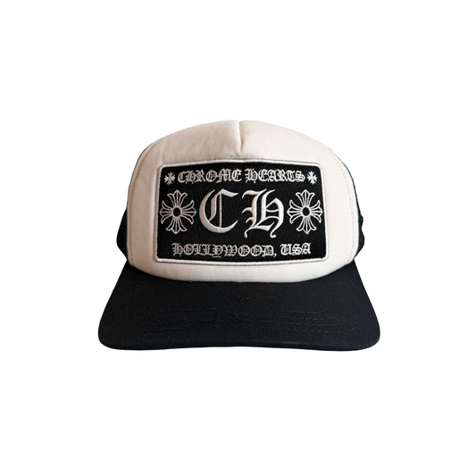 Chrome Hearts CH Hollywood Trucker Hat Black/White [USED] [7/10]