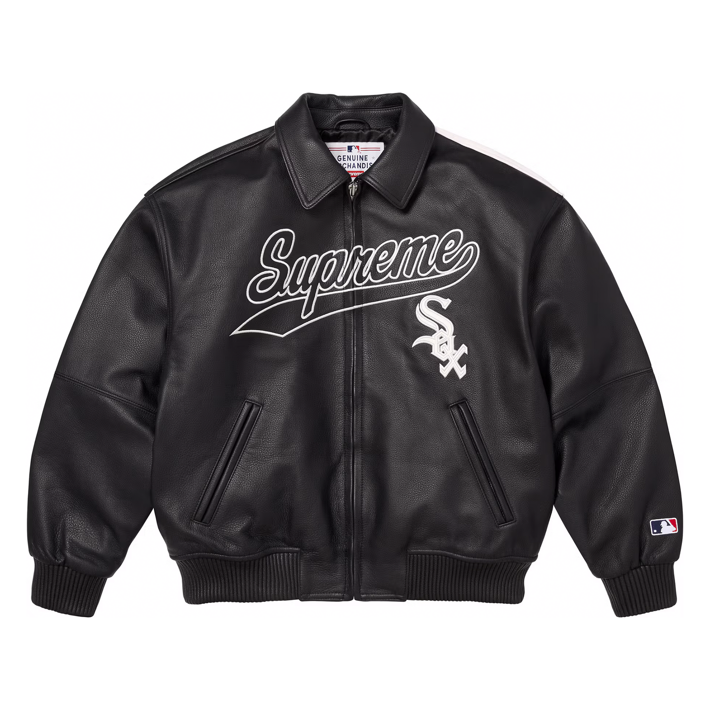 Supreme Chicago White Sox Leather Varsity Jacket Black