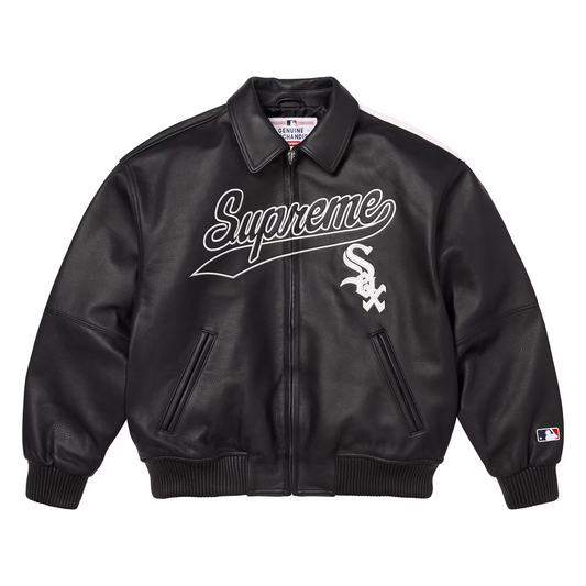 Supreme Chicago White Sox Leather Varsity Jacket Black