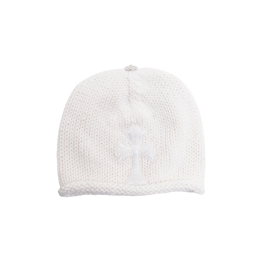 Chrome Hearts Cashmere Beaded Cross Beanie White