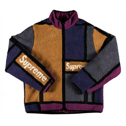Supreme Reversible Colorblocked Fleece Jacket Purple [USED] - M (Used)