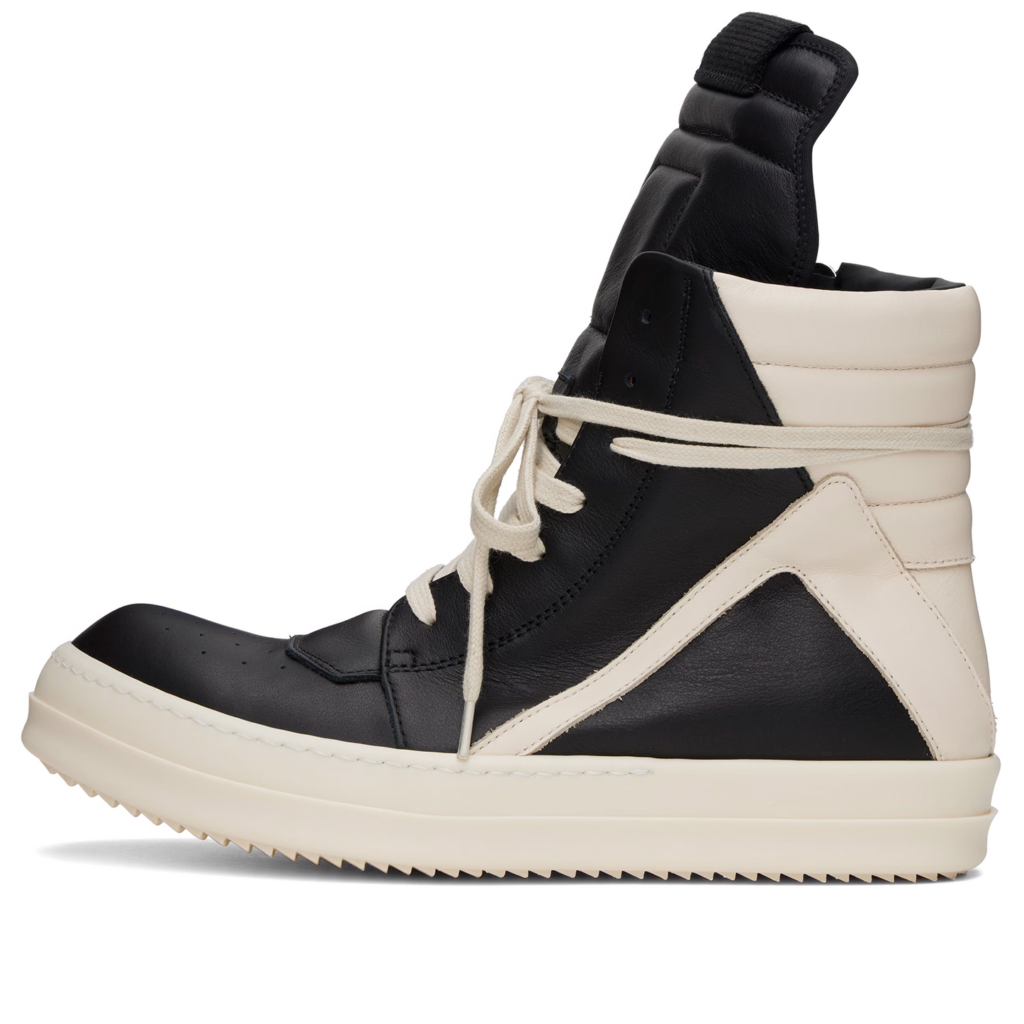 RP02E4894 LGYLPO 911 Rick Owens Geobasket Sneakers Black / Milk / Milk