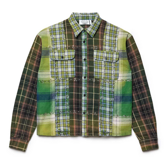 Vale Forever Frankenstein Patchwork Flannel Green [USED] - M (Used)