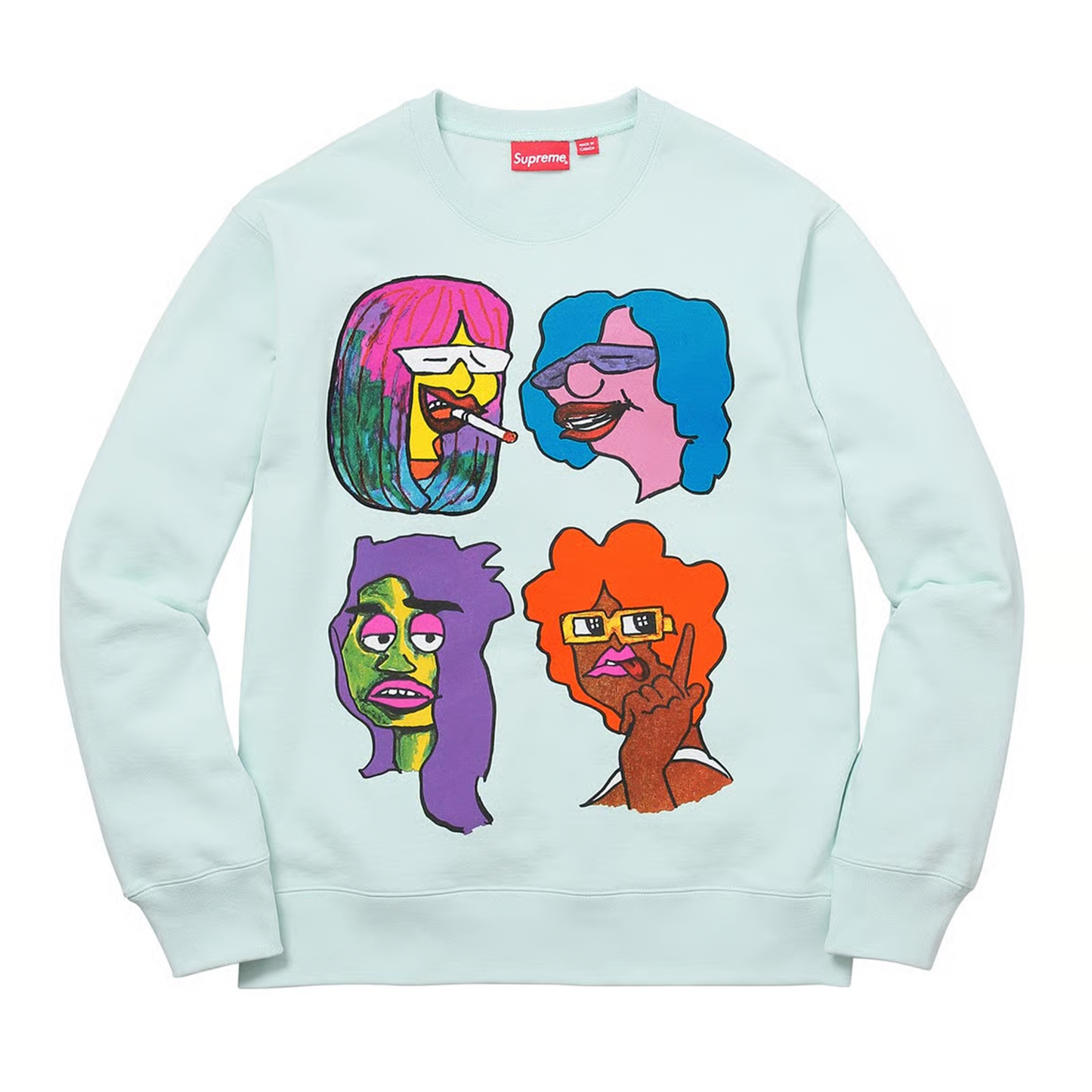 Supreme Gonz Heads Crewneck Ice Blue