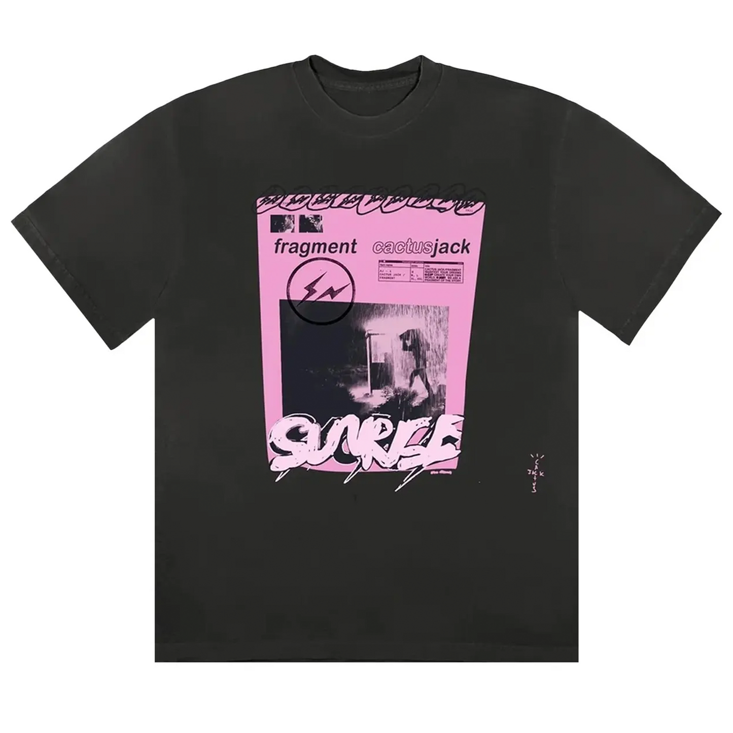 Travis Scott Cactus Jack For Fragment Pink Sunrise T-shirt Washed Black [USED] - M (Used)