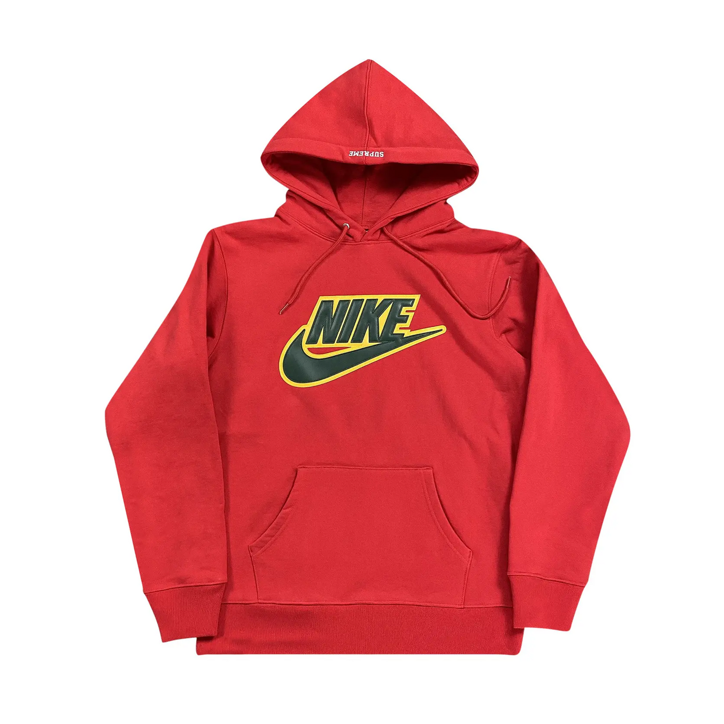 Supreme Nike Leather Applique Hooded Sweatshirt Red [USED] - XL (Used)