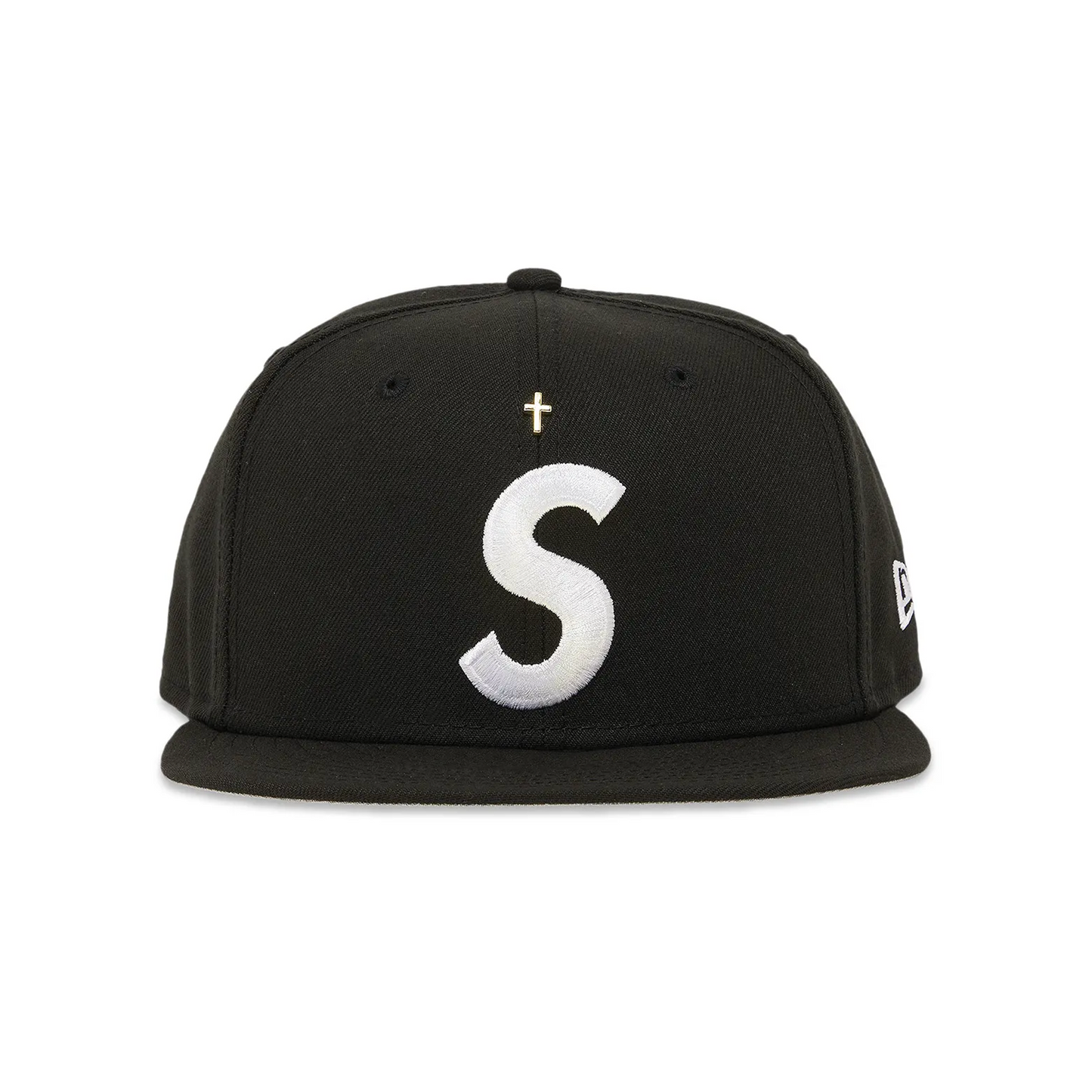 Supreme Gold Cross S Logo New Era Fitted Hat Black