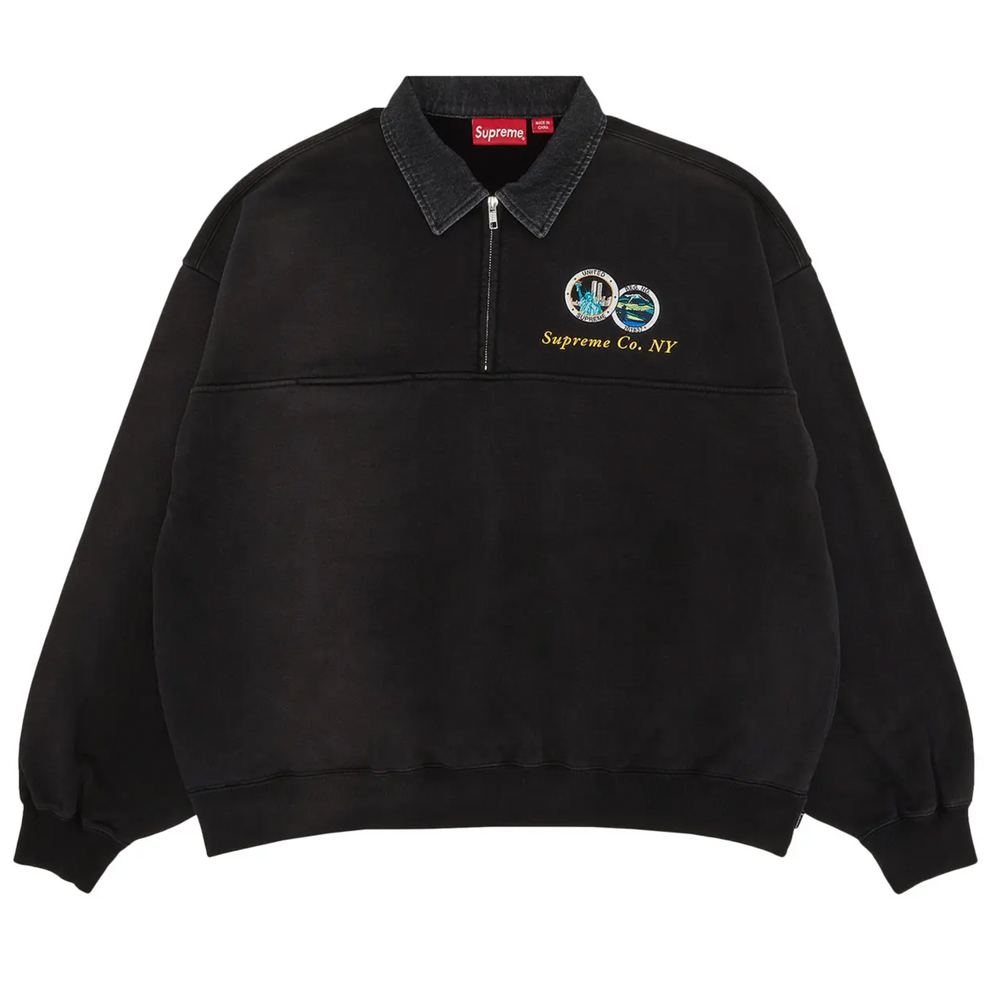 Supreme Denim Collar Half Zip Sweatshirt Black [USED] - L (Used)