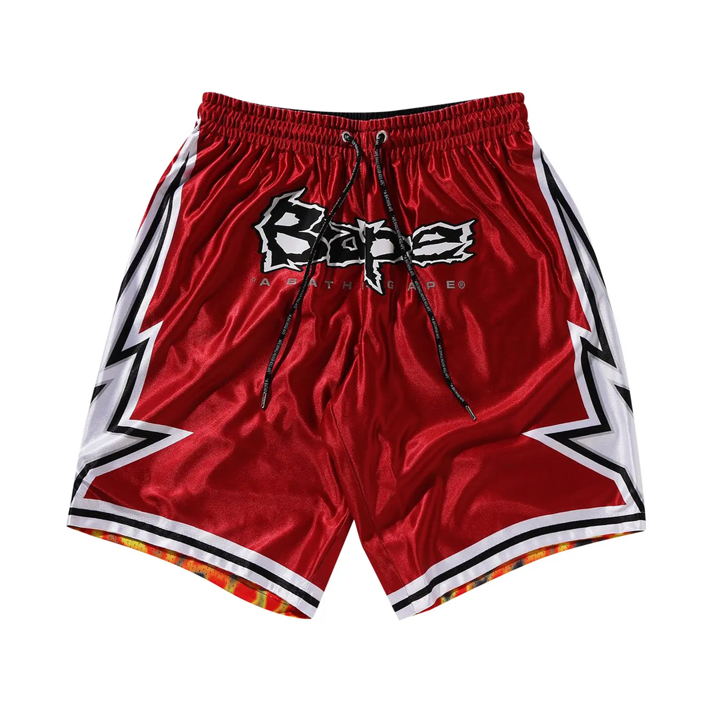 Bape A Bathing Ape Reversible Basketball Shorts Red / Flames