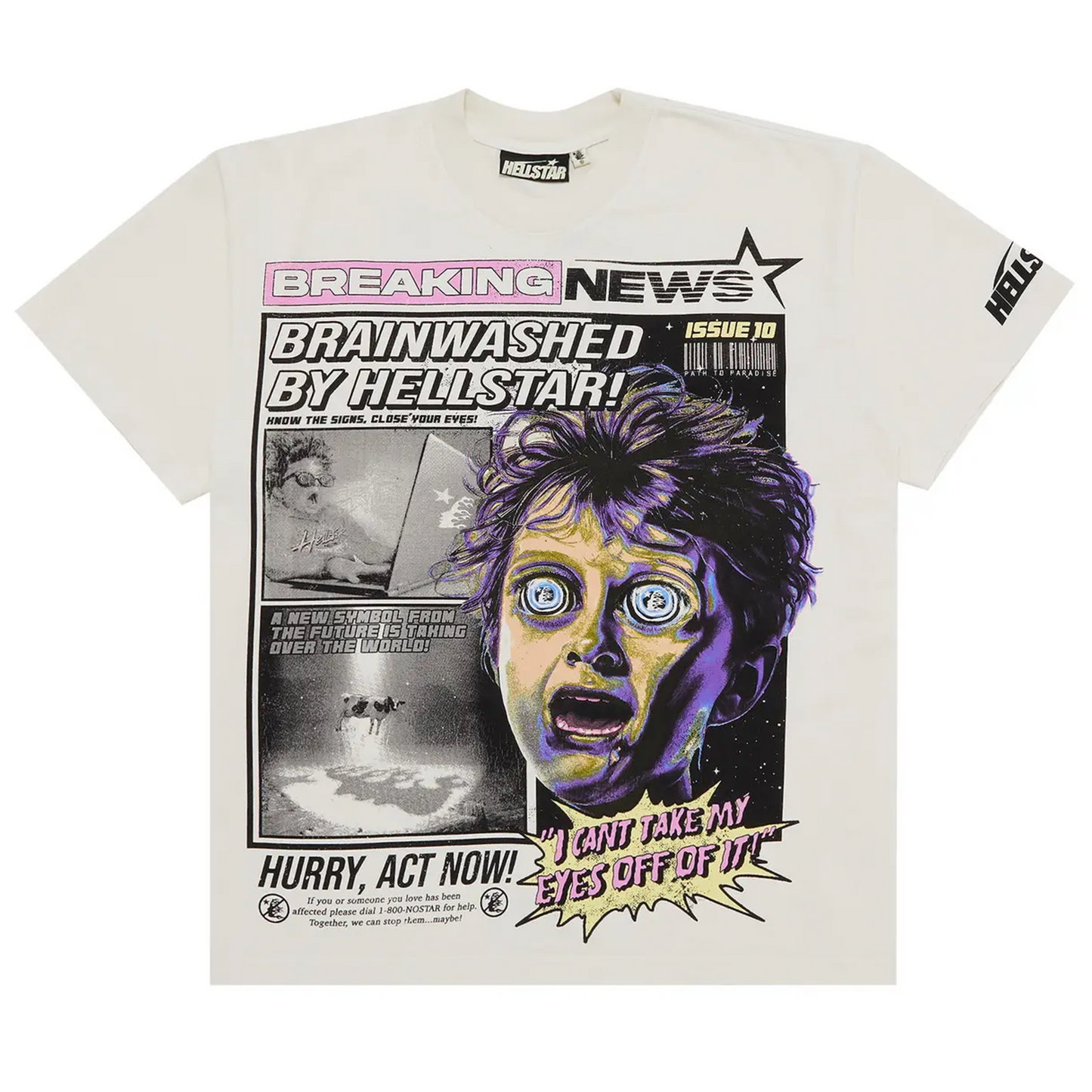 Hellstar Breaking News T-Shirt White [USED] - L (Used)
