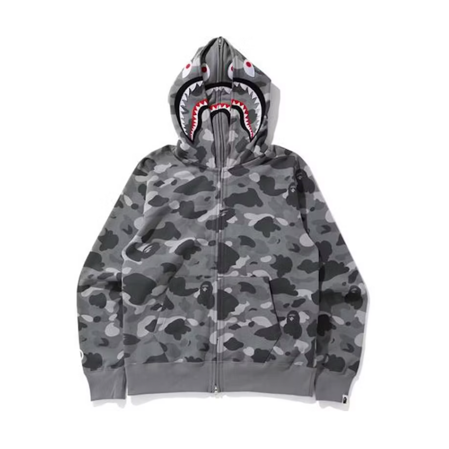 BAPE Color Camo Shark Wide Full Zip Double Hoodie Gray [USED] - M (Used)