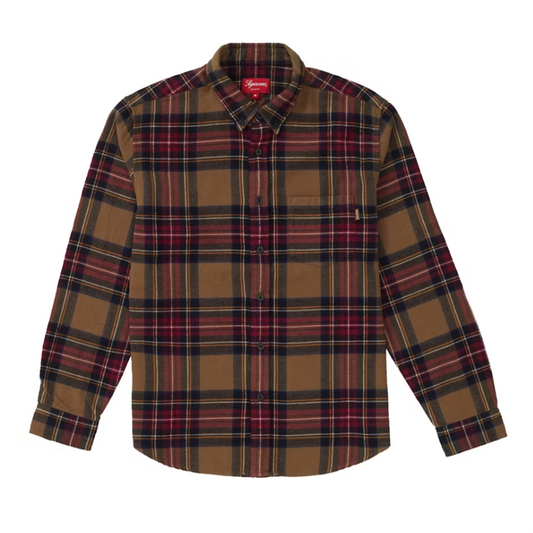 Supreme Tartan Flannel Shirt Tan [USED] - L (Used)