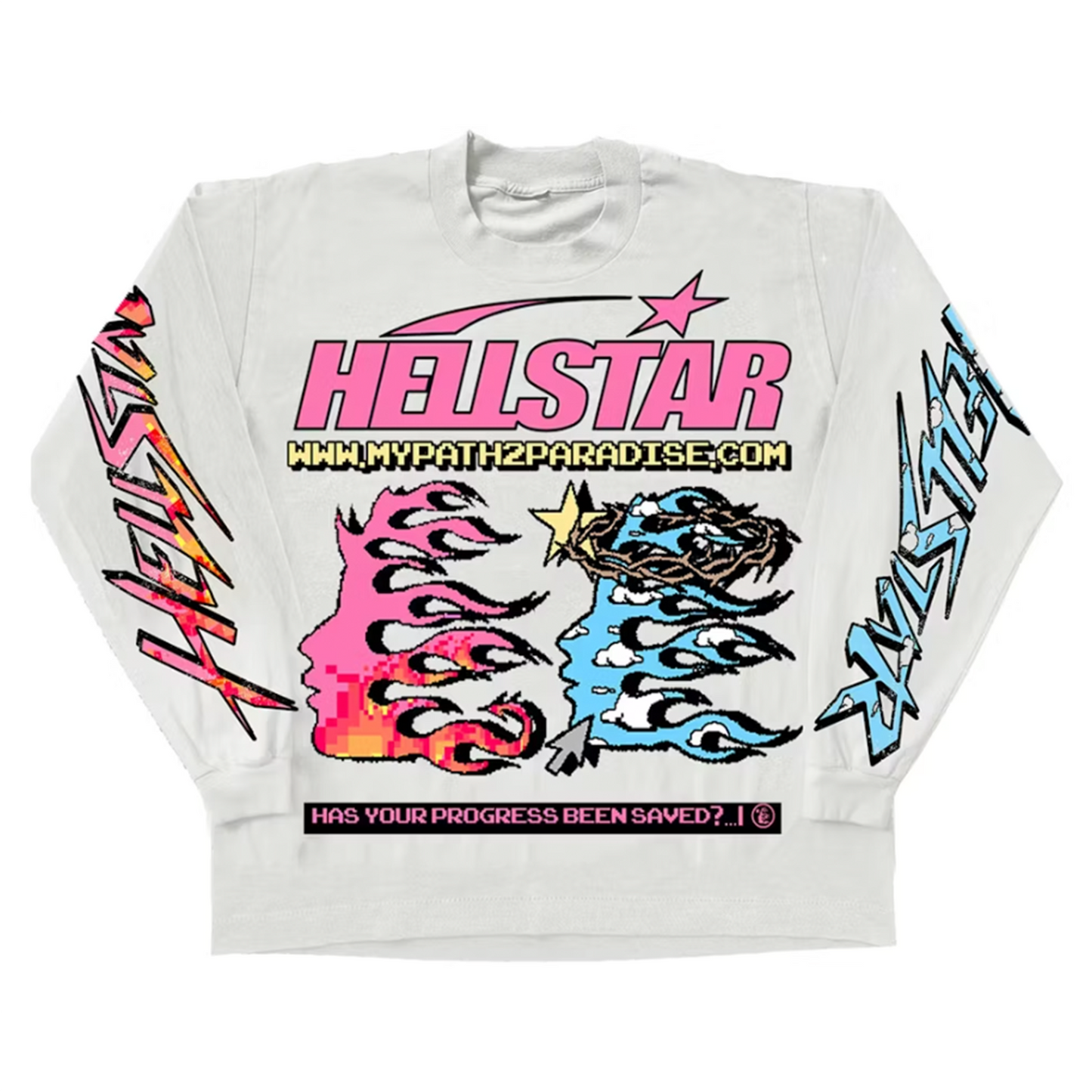 Hellstar Pixel L/S Tee White [USED] - XL (Used)