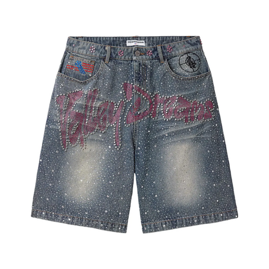 Vale Forever Iced Out Jorts Mid Blue