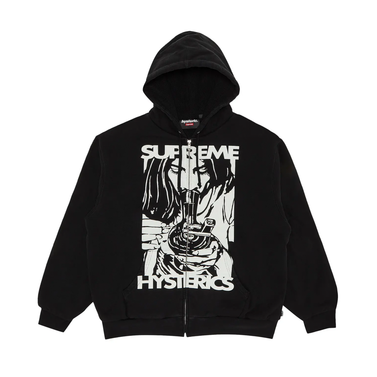 Supreme Hysteric Glamour Thermal Lined Zip Up Hooded Sweatshirt Black