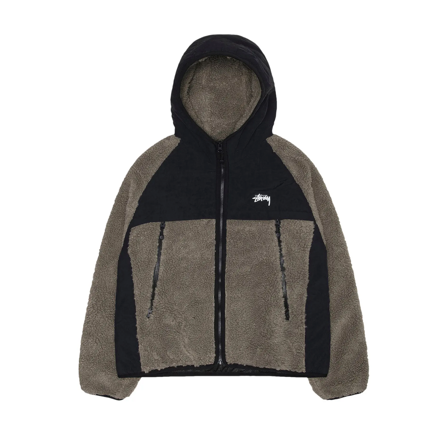 Stussy Sherpa Paneled Hooded Jacket 'Stone' [USED] - L (Used)