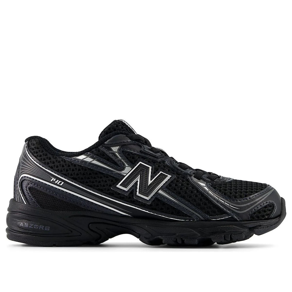 PZ740BM New Balance 740 Bungee Lace Black Grey Silver (PS)