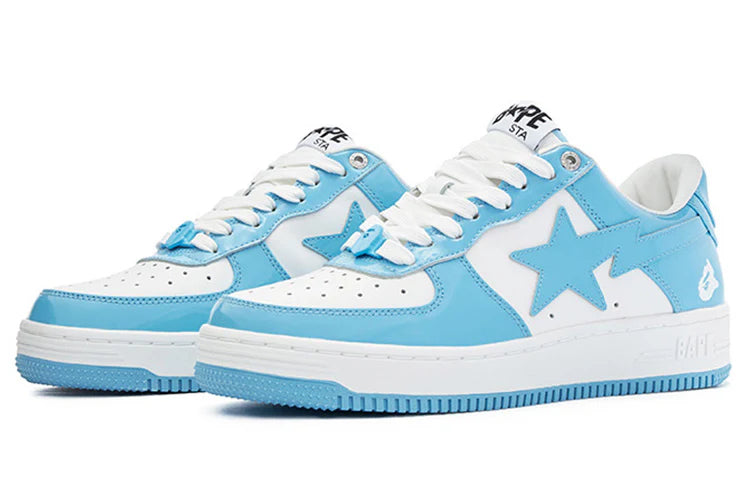 1I70 191 002 A Bathing Ape Bapesta Patent Leather Blue White Sax [CONDITIONAL] [REPLACE BOX]