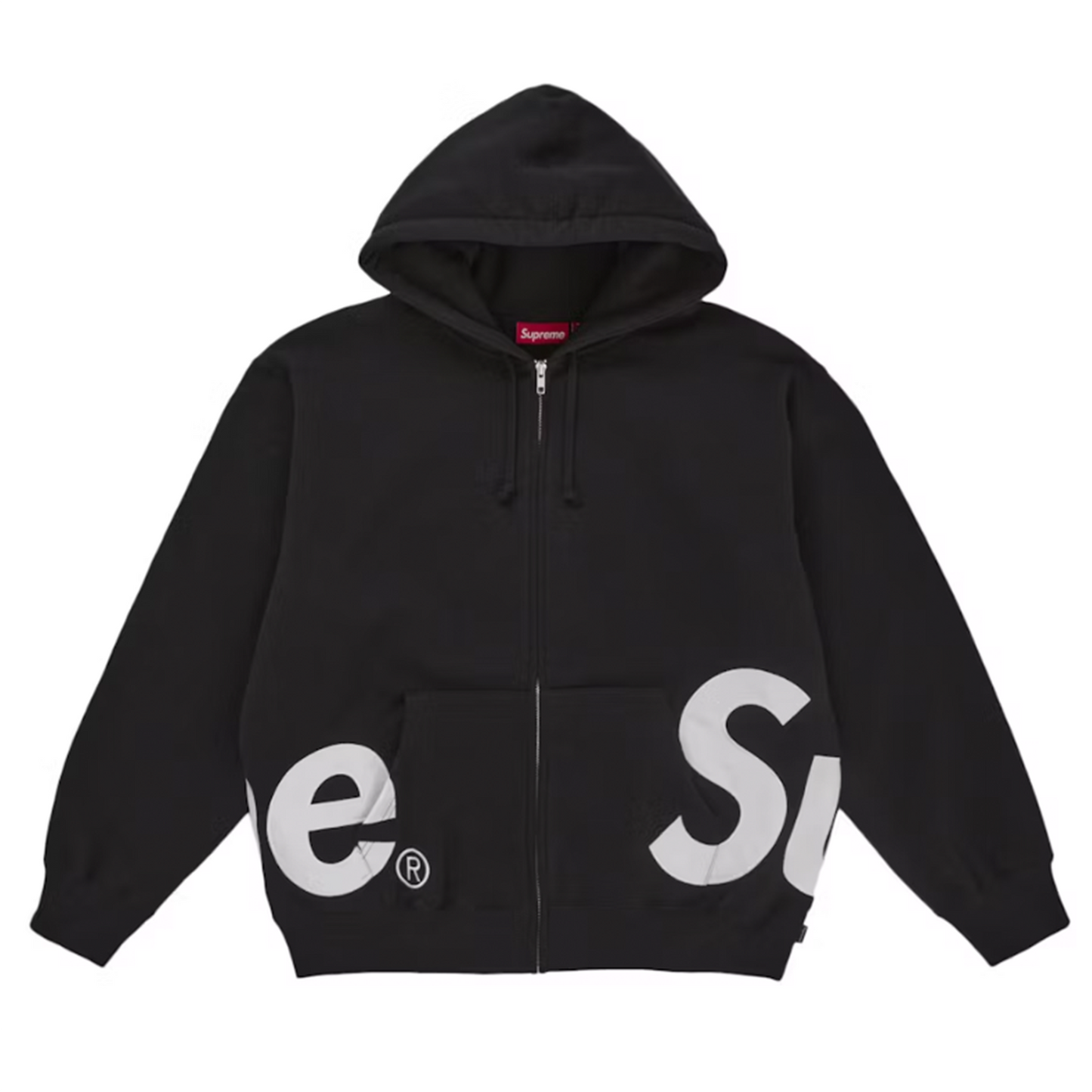 Supreme Big Logo Zip Up Hooded Sweatshirt Black [USED] - XL (Used)
