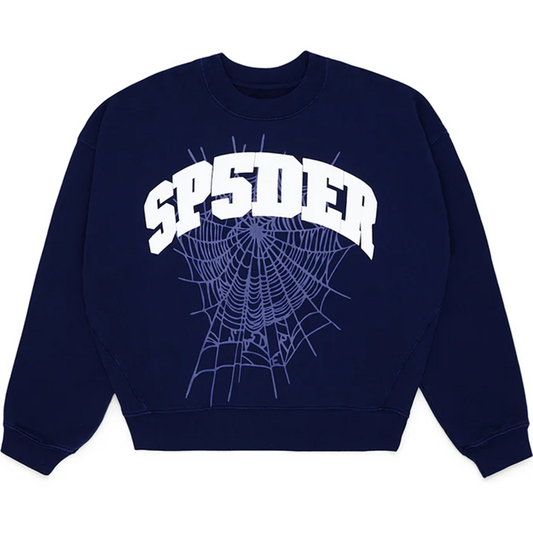 Sp5der Varsity Web Crewneck Navy