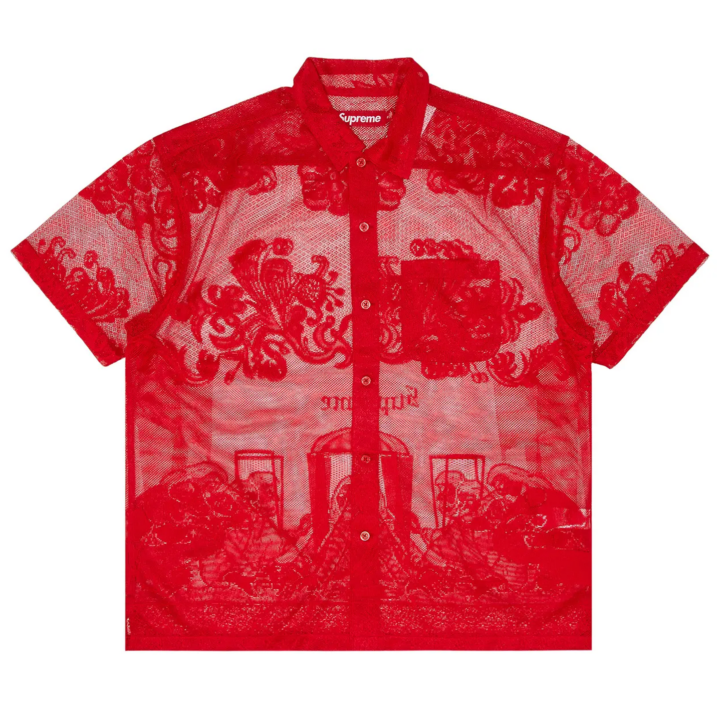 Supreme Last Supper Lace S/S Shirt Red [USED] - XL (Used)