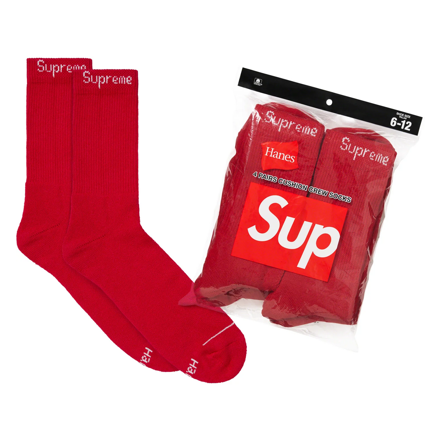 Supreme Hanes Socks (4 Pack) Red