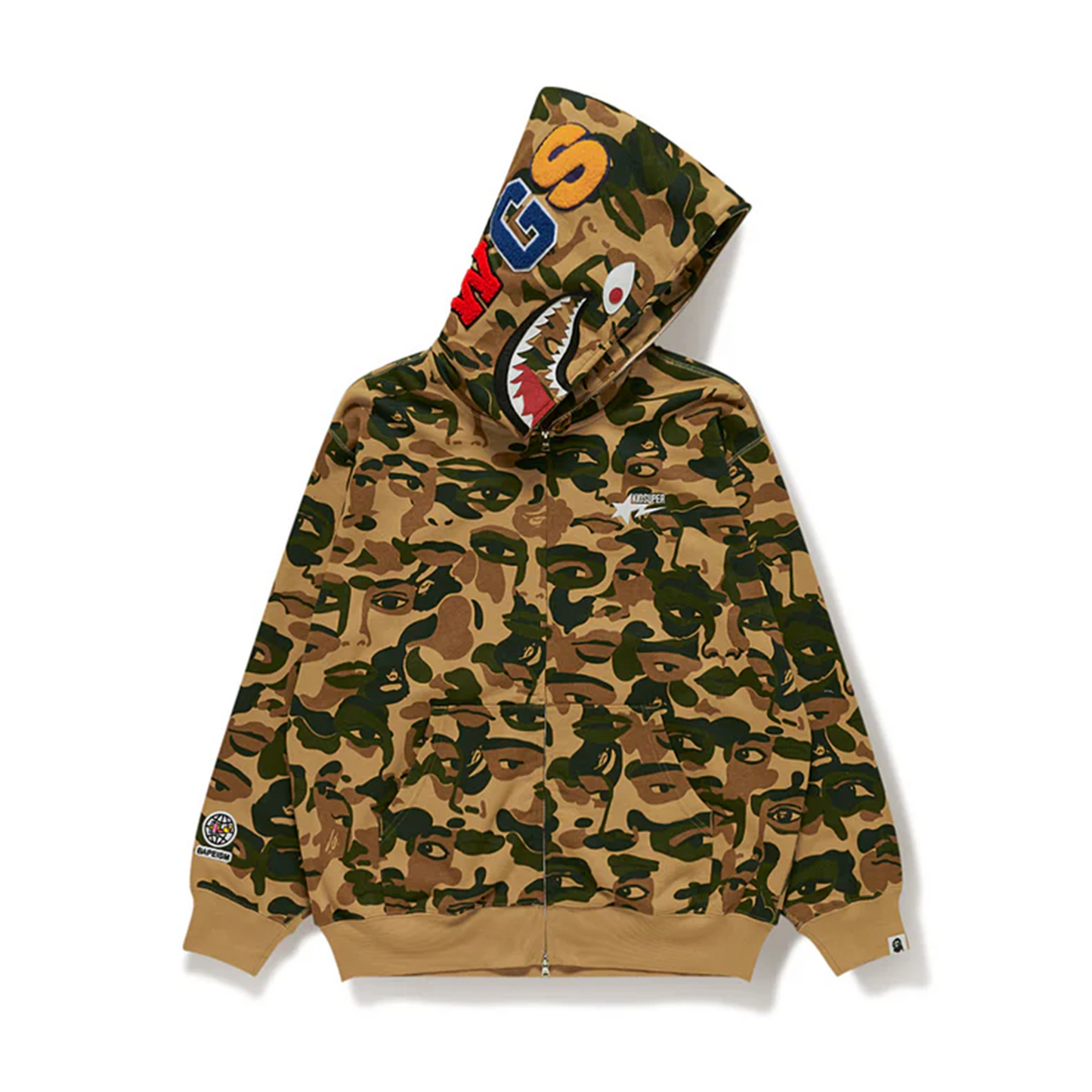 BAPE x KidSuper Camo Shark Full Zip Hoodie Green