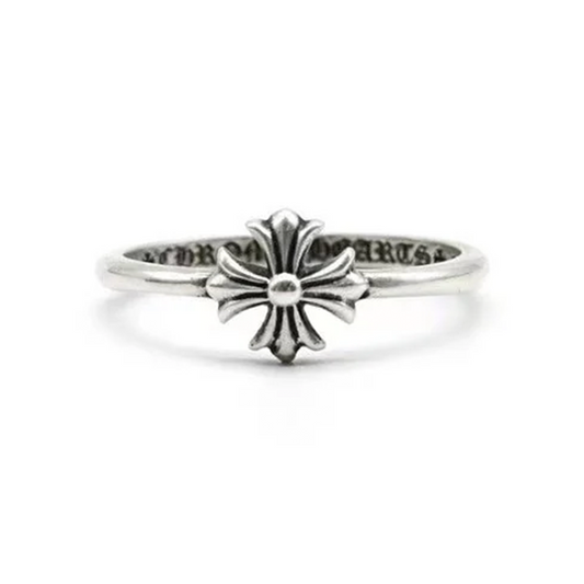 Chrome Hearts Silver Bubblegum Cross Ring - US 8